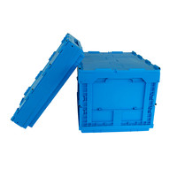 Conteneur pliable en plastique recyclé, style solide, boîte de rangement avec couvercle de transport, bac pliable pour un rangement efficace