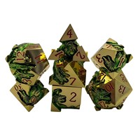 Jeu de dés en métal en alliage de zinc, 7 pièces, motif dragon, emballage en boîte en étain, jeu de table RPG, cadeau dans un emballage en boîte en étain