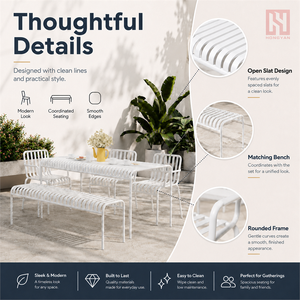 Conjunto de Mesa y Bancos de Hierro Minimalistas Modernos para Exteriores, Estructura Metálica con Recubrimiento en Polvo, <span class=keywords><strong>Muebles</strong></span> de Comedor para Patio, Cafetería, Restaurante, Parque - Product Image 3