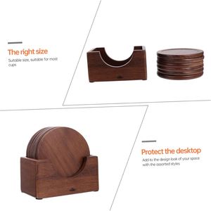 100% Natural Beech/Walnut Wood Round <b>Coaster</b> Set Holder Laser Cut Sizes S/M/L Classic Style Eco-Friendly for <b>Drinks</b> Hot Mats - Product Image 4