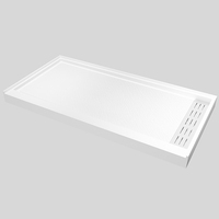 Receveur de douche rectangulaire en marbre cultivé, style moderne, antidérapant, pierre artificielle personnalisée, durable, garantie 3 ans, pour salle de bain et hôtel