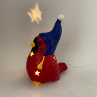 Oiseau rouge en céramique peint à la main avec lumière led