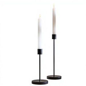 Modern Luxury Modern Matte <b>Black</b> Metal Candle Stand Cylindrical Shape Home Decoration - Product Image 1