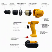 Lithium électrique Cordless Lithium Electric Drill 21v perceuse à main à deux vitesses Home Improvement ensemble d'outils comple