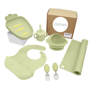 Carrot 100% Food Grade Silicone Baby Feeding Set Eco-Friendly Placemat Dishwasher Safe for Children Infants <b>Kids</b> <b>Dining</b> Product - Product Image 2
