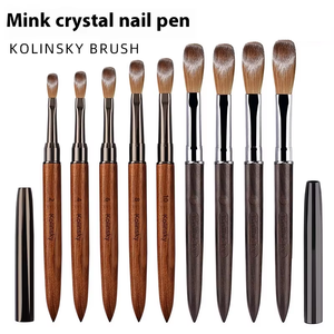 Pincel de Uñas Ovalado Hecho a Mano de Pelo Kolinsky de Alta Calidad con Logotipo Personalizado, Mango de Madera 100% Kolinsky Real, para Uñas de Metal, Nylon y Acrílico - Product Image 1