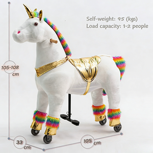 Jouet <span class=keywords><strong>licorne</strong></span> à chevaucher extra large 2 places avec roues, poney mécanique sans batterie, <span class=keywords><strong>licorne</strong></span> trotteuse pour enfants - Product Image 2