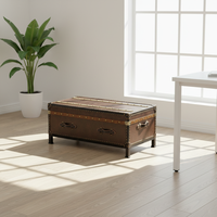 Table basse de style américain en cuir véritable, design moderne du milieu du siècle, avec rangement, hauteur réglable, design durable, meubles de salon