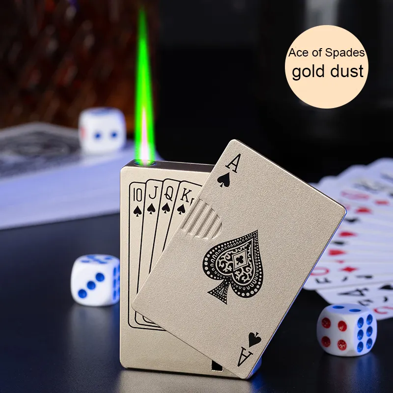 DEBANG torch lighter Creative Jet Torch Green Flame Poker Lighter Metal Windproof Playing Card Funny Toy Smoking encendedores