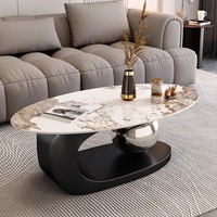Leichter Luxus-High-End-Edelstahl rahmen Moderner einfacher ovaler Couch tisch im italienischen Stil für kleine Wohnungen