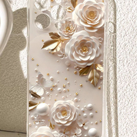 Coque de téléphone portable transparente en TPU souple avec impression de papillons et de fleurs blanches nacrées pour iPhone 11 12 13 14 15 16 17 Pro Max Air