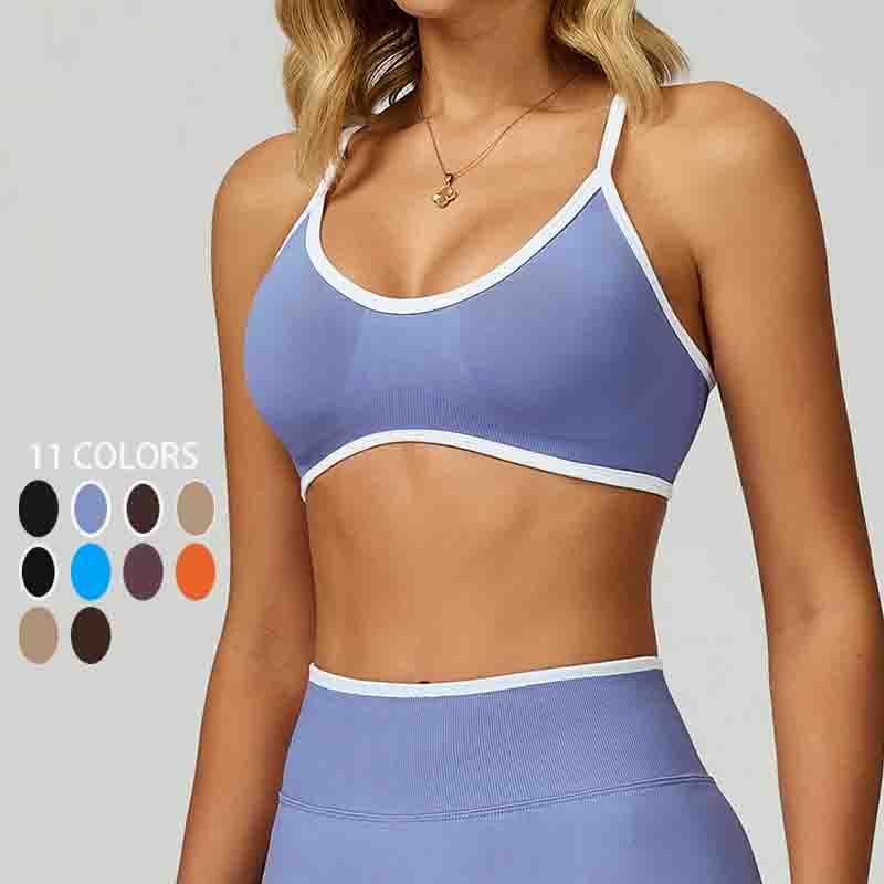 Ladies Sports High Support Open Back Seamless Adjustable Sports Breathable Yoga Fitness Training Crop