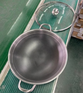 Customized SS 316 Stainless Steel 3 Layers Tri-ply Honeycomb <strong>Non</strong> <strong>Stick</strong> 2 Double Ear Handles <strong>Wok</strong> - Product Image 5