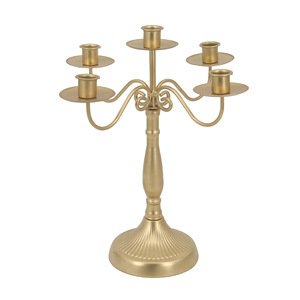 Ensemble de candélabres dorés à 5 bras et support unique pour décorations de table de mariage, ornement en fer pour bougies - Product Image 5