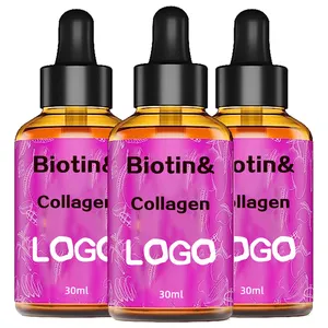 Chất lỏng Biotin Collagen tăng trưởng tóc giảm 50,000mcg Collagen bổ sung hỗ trợ làn da sáng khỏe mạnh tóc móng tay tăng trưởng 2 floz