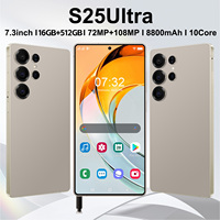 Smartphone 5G S25 Ultra 16 Go + 512 Go, grand stockage, écran HD 7,3 pouces, Android 14, déverrouillage facial, navigation GPS, téléphone professionnel