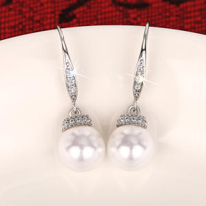 Pendientes de Perlas Falsas en Forma de Bola, Color Blanco, Oro y Plata, con Engaste Redondo AAA, Joyería Clásica para Bodas de Mujer, Modelo E3402 - Product Image 1