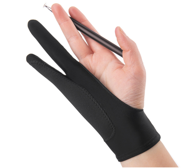 Anti-accidental Touch Gloves Two Finger Three Layers Anti-accidental Touch Painting Sketch Digital Tablet Drawing Gloves