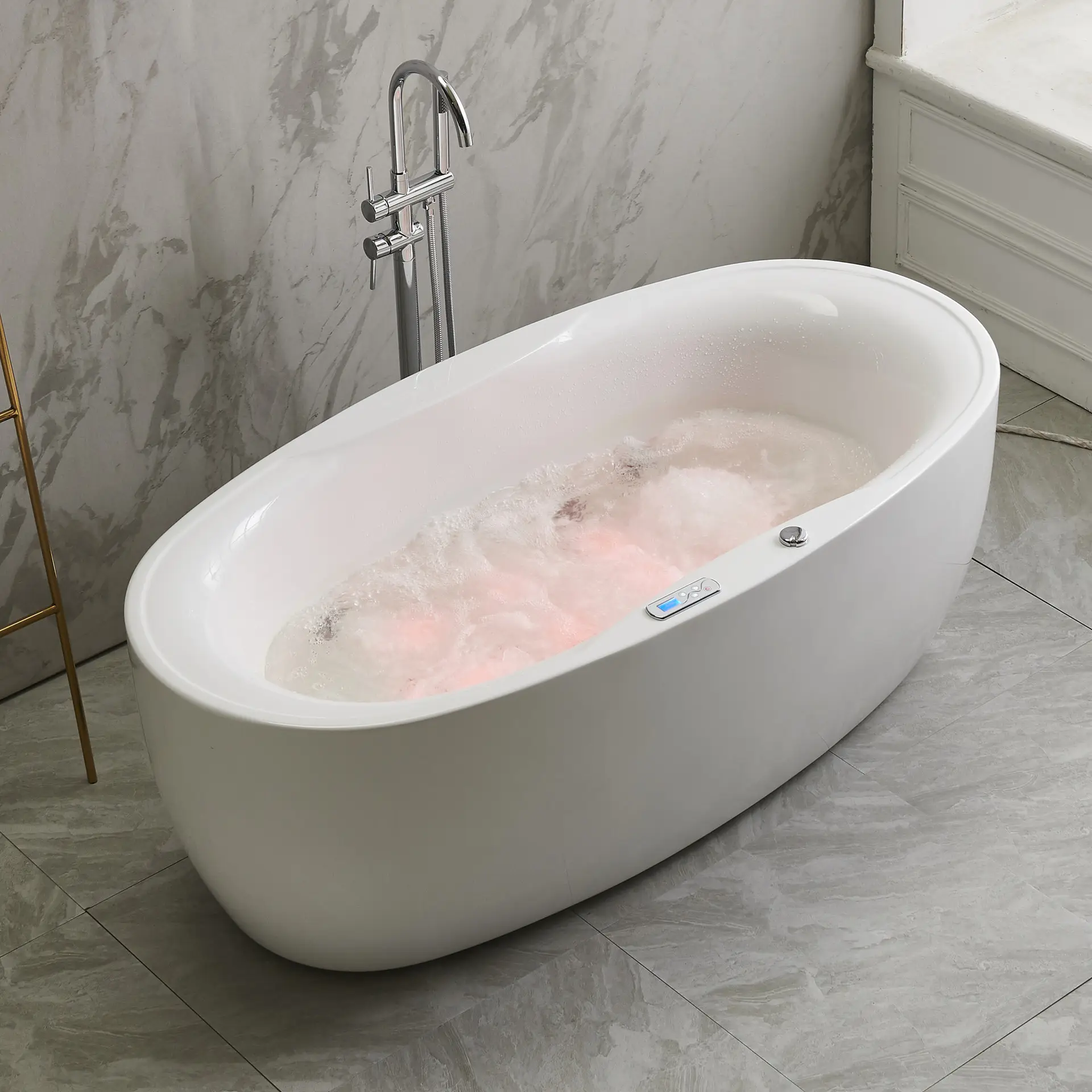 Acrylic Bathtub Hydromassage Soaking Tub Luxury Stone Bath Tub Massage Solid Surface Stone Resin Matte White Stone Bathtub