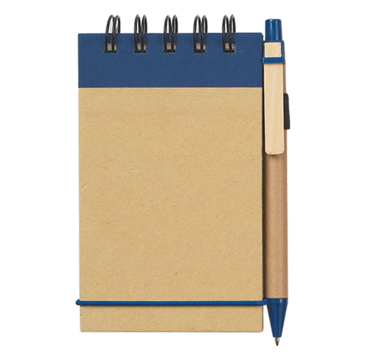 Перерабатываемый спиральный мини-блокнот из крафт-бумаги, эко-бумажная ручка с лентой, блокнот с ручкой, подарочный набор