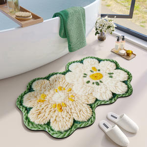 Tapis de bain floral Chunsen en terre de diatomée, absorbant, antidérapant, design nordique, tapis de salle de bain, forme personnalisée - Product Image 1