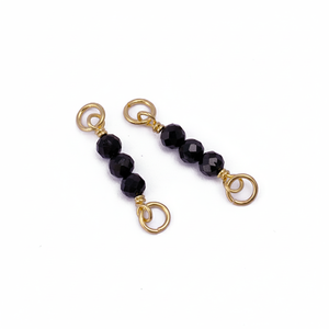 Perles d'onyx noir breloques en pierres précieuses à la main fil Wrap Double boucle connecteur pour la fabrication de bracelets composants paire approvisionnement bijoux - Product Image 1