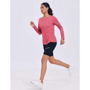 Chemise de randonnée athlétique pour femmes, haut d'entraînement à manches longues, haut de yoga, respirant, séchage rapide, col rond, rouge vif, taille XL - Product Image 4