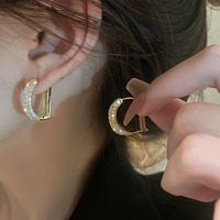 Pendientes de Mujer con Letra D Brillante Clásica y Moderna en Color Dorado, Nuevas Joyas Exquisitas, Accesorios de Lujo para Fiestas