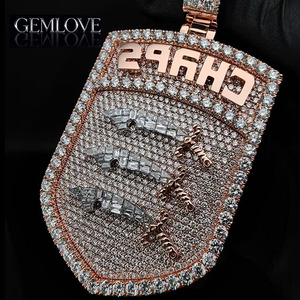 Pendentif Diamant Personnalisé en Forme de Bouclier, Accessoires de Luxe pour Pendentifs, Ensemble d'Accessoires pour Pendentifs Chaîne Cubaine Hip Hop - Product Image 1