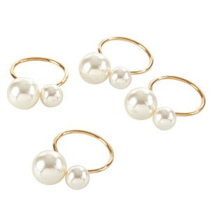 Anillos para Servilletas de Perlas Doradas, Porta Servilletas Plateados, Hebillas para Servilletas de Mesa para Decoración de Mesa de Comedor, Suministros para Fiestas de Navidad y Bodas - Product Image 3