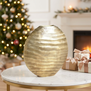 <b>Set</b> of <b>3</b> Handmade Aluminum Silver Round Textured Modern Metallic <b>Vases</b> for Living Room Dining Office Decor - Product Image 3