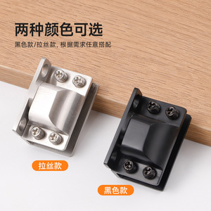 Bisagras para vidrio de montaje superficial de acero inoxidable con cierre suave para vitrinas y gabinetes de vidrio, diseño moderno, acabado negro cepillado - Product Image 5