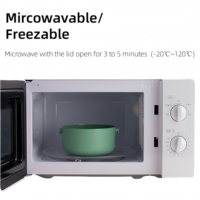 Boîte à lunch en plastique colorée B144, conteneur alimentaire à un seul niveau, avec poignée, micro-ondable, empilable, 3 compartiments, sans BPA, pour adultes
