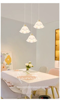 Lustre LED suspendu en fer à trois têtes, design nordique créatif, nouveau modèle 2025, style crème, télécommande, forme fleur