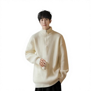 Pull <span class=keywords><strong>col</strong></span> <span class=keywords><strong>roulé</strong></span> demi-zip pour homme, style japonais rétro décontracté, tendance hiver, marque branchée, tricot épais et chaud, coupe ample - Product Image 4