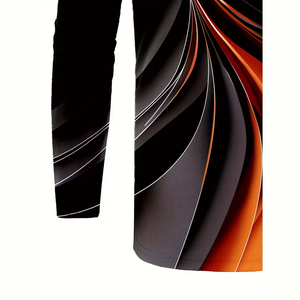 Camicia Casual da Uomo R per Tutte le Stagioni, Stampa 3D, Manica Lunga, Marrone Giallo Nero, Leggermente Elasticizzata, <span class=keywords><strong>Polo</strong></span> da Uomo - Product Image 4