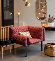 Fauteuil de salon capitonné en cuir et velours Brasilia, chaise de yoga pour adultes, fauteuil double en teck, ottoman de luxe scandinave nordique