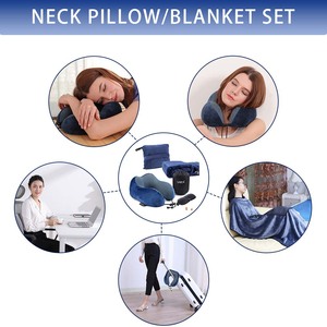 Chất Lượng Cao Sợi Nhỏ Flannel Cổ Gối Lông Cừu Ném Chăn Siêu Mềm Sherpa Du Lịch Cổ Gối Chăn - Product Image 2