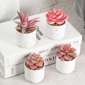 Nouvelle Décoration de Bureau en Plastique Réaliste : Jolies Jardinières Roses Artificielles pour Plantes Succulentes - Product Image 1
