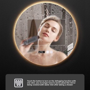 Espejo <span class=keywords><strong>de</strong></span> <span class=keywords><strong>Baño</strong></span> Redondo Moderno e Inteligente con Iluminación LED, Montado en la Pared, <span class=keywords><strong>Antivaho</strong></span>, con Pantalla Táctil, para Salón y Hotel - Product Image 3