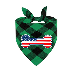 Pet Triangular Bandana Plaid American Flag Bone Design Dog Cat Neck <b>Scarf</b> Festival Novelty Accessory - Product Image 3