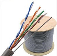 Cat5e-cable de red Lan aéreo para exteriores, chaqueta de PE resistente a los rayos UV, UTP 24AWG, 4 pares, sólido BC Conductor