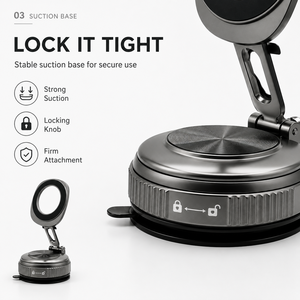 Soporte Magnético Portátil para Teléfono <span class=keywords><strong>de</strong></span> <span class=keywords><strong>Coche</strong></span>, Brazo Metálico Plegable, Base <span class=keywords><strong>de</strong></span> Succión <span class=keywords><strong>de</strong></span> Gel, Aleación <span class=keywords><strong>de</strong></span> Aluminio, Rotación <span class=keywords><strong>de</strong></span> 360°, Certificado RoHS REACH - Product Image 3