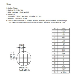 شاشة OLED صغيرة مقاس 1.<span class=keywords><strong>3</strong></span> بوصة بدقة 128×64 باللونين الأزرق والأبيض، وحدات شاشة OLED بـ 30 دبوس SSD1306، لوحة PMOLED بواجهة SPI I2C ثلاثية/رباعية الأسلاك - Product Image 5