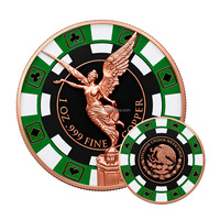 Pièce de monnaie en cuivre de 1 oz, Aigle mexicain, commémorative, de collection, colorée, ronde, type jeton de poker, pièce massive