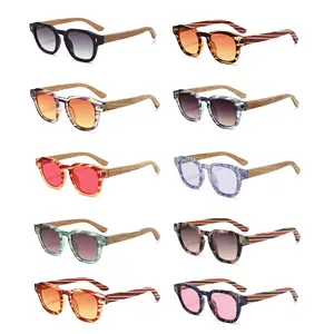 2023 Fashion New Arrivals Vintage Customized Sunglasses Wooden Temple Women Men Shades Sunglasses