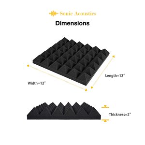 <span class=keywords><strong>BONNO</strong></span> – lot de 12 panneaux en mousse acoustique 2 "X 12" X 12 ", Absorption acoustique insonorisante, isolation acoustique - Product Image 4