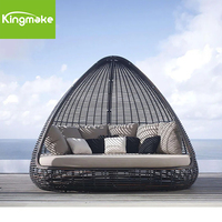 Kingmake Gartenmöbel Patio Rattan Liege bett Dreieck Wetterfest Garten Set Modern Woven Daybed
