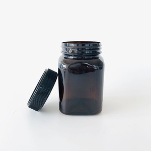 Food Grade 500g PET Plastic Square Honey Jar Amber Plastic Jar With Tamperproof Lid
