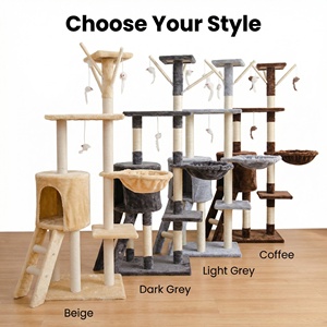 Árbol rascador para gatos de interior con casa y estantes de escalada, embalaje de cartón - Product Image 4